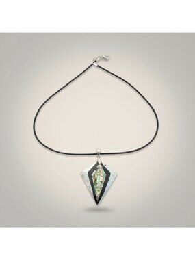 Mother of Pearl Pendant w/ 2mm Leather Cord Necklace 12" Drop